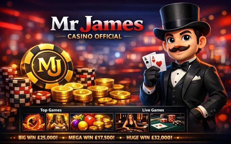 Mr James Casino homepage hero banner