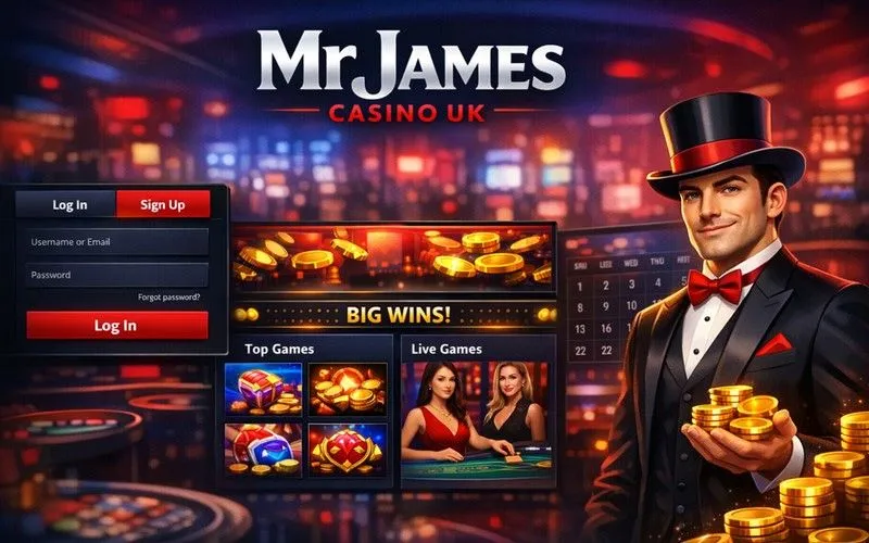 Mr James Casino login page banner