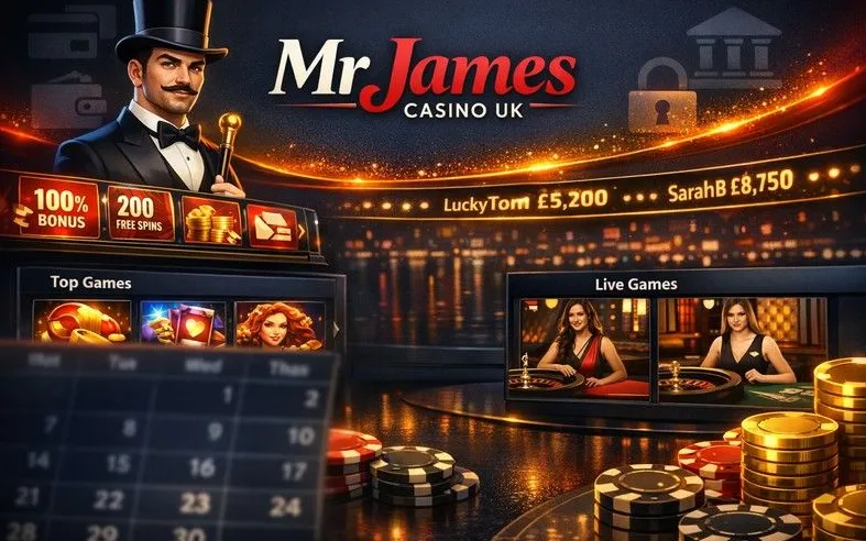 Mr James Casino payments page banner